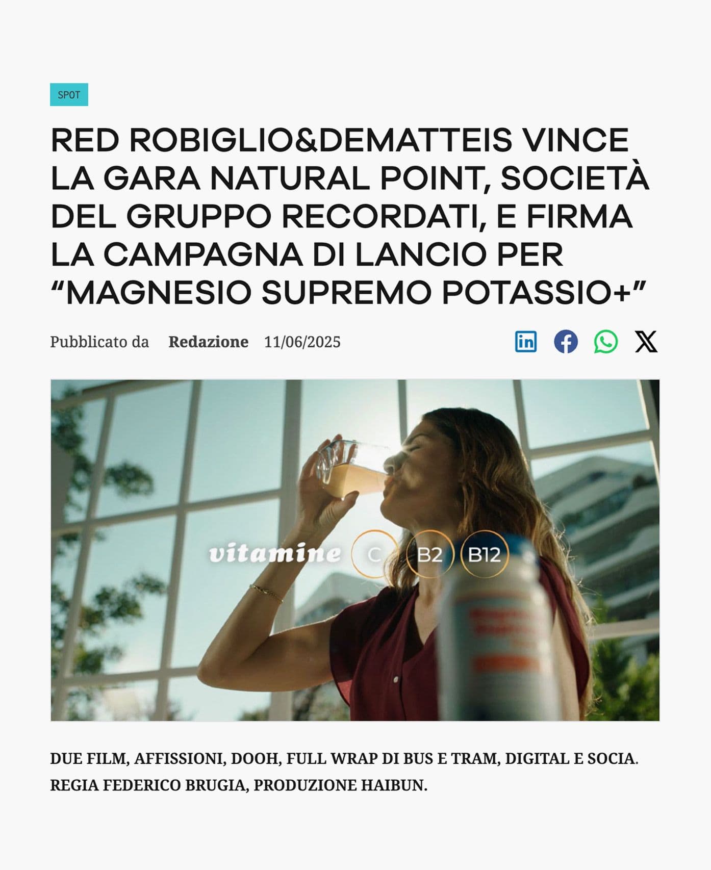 RED vince la gara Natural Point e firma la campagna di lancio di Magnesio Supremo Potassio+